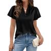 imagePRETTYGARDEN Womens 2026 Summer Blouses Dressy Casual Ruffle Cap Sleeve V Neck Business Work Trendy Cute Tops Spring OutfitsBlack