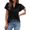 imagePRETTYGARDEN Womens 2026 Summer Blouses Dressy Casual Ruffle Cap Sleeve V Neck Business Work Trendy Cute Tops Spring OutfitsBlack