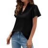 imagePRETTYGARDEN Womens 2026 Summer Blouses Dressy Casual Ruffle Cap Sleeve V Neck Business Work Trendy Cute Tops Spring OutfitsBlack