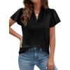 imagePRETTYGARDEN Womens 2026 Summer Blouses Dressy Casual Ruffle Cap Sleeve V Neck Business Work Trendy Cute Tops Spring OutfitsBlack