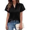 imagePRETTYGARDEN Womens 2026 Summer Blouses Dressy Casual Ruffle Cap Sleeve V Neck Business Work Trendy Cute Tops Spring OutfitsBlack
