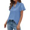 imagePRETTYGARDEN Womens 2026 Summer Blouses Dressy Casual Ruffle Cap Sleeve V Neck Business Work Trendy Cute Tops Spring OutfitsLight Blue