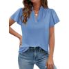 imagePRETTYGARDEN Womens 2026 Summer Blouses Dressy Casual Ruffle Cap Sleeve V Neck Business Work Trendy Cute Tops Spring OutfitsLight Blue