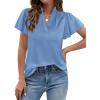 imagePRETTYGARDEN Womens 2026 Summer Blouses Dressy Casual Ruffle Cap Sleeve V Neck Business Work Trendy Cute Tops Spring OutfitsLight Blue