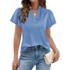 imagePRETTYGARDEN Womens 2026 Summer Blouses Dressy Casual Ruffle Cap Sleeve V Neck Business Work Trendy Cute Tops Spring OutfitsLight Blue