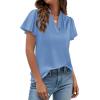 imagePRETTYGARDEN Womens 2026 Summer Blouses Dressy Casual Ruffle Cap Sleeve V Neck Business Work Trendy Cute Tops Spring OutfitsLight Blue