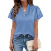 imagePRETTYGARDEN Womens 2026 Summer Blouses Dressy Casual Ruffle Cap Sleeve V Neck Business Work Trendy Cute Tops Spring OutfitsLight Blue