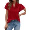 imagePRETTYGARDEN Womens 2026 Summer Blouses Dressy Casual Ruffle Cap Sleeve V Neck Business Work Trendy Cute Tops Spring OutfitsRed