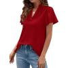 imagePRETTYGARDEN Womens 2026 Summer Blouses Dressy Casual Ruffle Cap Sleeve V Neck Business Work Trendy Cute Tops Spring OutfitsRed