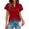 imagePRETTYGARDEN Womens 2026 Summer Blouses Dressy Casual Ruffle Cap Sleeve V Neck Business Work Trendy Cute Tops Spring OutfitsRed