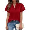 imagePRETTYGARDEN Womens 2026 Summer Blouses Dressy Casual Ruffle Cap Sleeve V Neck Business Work Trendy Cute Tops Spring OutfitsRed