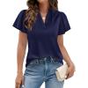imagePRETTYGARDEN Womens 2026 Summer Blouses Dressy Casual Ruffle Cap Sleeve V Neck Business Work Trendy Cute Tops Spring OutfitsRoyal Blue