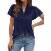imagePRETTYGARDEN Womens 2026 Summer Blouses Dressy Casual Ruffle Cap Sleeve V Neck Business Work Trendy Cute Tops Spring OutfitsRoyal Blue