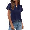 imagePRETTYGARDEN Womens 2026 Summer Blouses Dressy Casual Ruffle Cap Sleeve V Neck Business Work Trendy Cute Tops Spring OutfitsRoyal Blue
