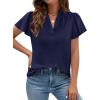 imagePRETTYGARDEN Womens 2026 Summer Blouses Dressy Casual Ruffle Cap Sleeve V Neck Business Work Trendy Cute Tops Spring OutfitsRoyal Blue