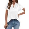 imagePRETTYGARDEN Womens 2026 Summer Blouses Dressy Casual Ruffle Cap Sleeve V Neck Business Work Trendy Cute Tops Spring OutfitsWhite