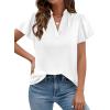 imagePRETTYGARDEN Womens 2026 Summer Blouses Dressy Casual Ruffle Cap Sleeve V Neck Business Work Trendy Cute Tops Spring OutfitsWhite