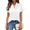 imagePRETTYGARDEN Womens 2026 Summer Blouses Dressy Casual Ruffle Cap Sleeve V Neck Business Work Trendy Cute Tops Spring OutfitsWhite