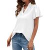 imagePRETTYGARDEN Womens 2026 Summer Blouses Dressy Casual Ruffle Cap Sleeve V Neck Business Work Trendy Cute Tops Spring OutfitsWhite