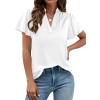 imagePRETTYGARDEN Womens 2026 Summer Blouses Dressy Casual Ruffle Cap Sleeve V Neck Business Work Trendy Cute Tops Spring OutfitsWhite