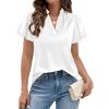imagePRETTYGARDEN Womens 2026 Summer Blouses Dressy Casual Ruffle Cap Sleeve V Neck Business Work Trendy Cute Tops Spring OutfitsWhite