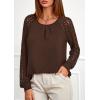 imagePRETTYGARDEN Womens Long Sleeve Shirts Lace Tops 2025 Fall Fashion Outfits Dressy Casual Blouses Work ClothesBrown