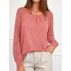 imagePRETTYGARDEN Womens Long Sleeve Shirts Lace Tops 2025 Fall Fashion Outfits Dressy Casual Blouses Work ClothesCoral Pink