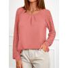 imagePRETTYGARDEN Womens Long Sleeve Shirts Lace Tops 2025 Fall Fashion Outfits Dressy Casual Blouses Work ClothesCoral Pink