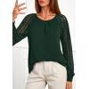 imagePRETTYGARDEN Womens Long Sleeve Shirts Lace Tops 2025 Fall Fashion Outfits Dressy Casual Blouses Work ClothesDark Green