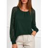 imagePRETTYGARDEN Womens Long Sleeve Shirts Lace Tops 2025 Fall Fashion Outfits Dressy Casual Blouses Work ClothesDark Green