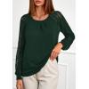 imagePRETTYGARDEN Womens Long Sleeve Shirts Lace Tops 2025 Fall Fashion Outfits Dressy Casual Blouses Work ClothesDark Green