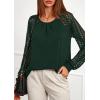 imagePRETTYGARDEN Womens Long Sleeve Shirts Lace Tops 2025 Fall Fashion Outfits Dressy Casual Blouses Work ClothesDark Green