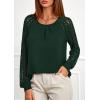 imagePRETTYGARDEN Womens Long Sleeve Shirts Lace Tops 2025 Fall Fashion Outfits Dressy Casual Blouses Work ClothesDark Green
