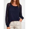 imagePRETTYGARDEN Womens Long Sleeve Shirts Lace Tops 2025 Fall Fashion Outfits Dressy Casual Blouses Work ClothesNavy Blue