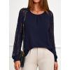 imagePRETTYGARDEN Womens Long Sleeve Shirts Lace Tops 2025 Fall Fashion Outfits Dressy Casual Blouses Work ClothesNavy Blue