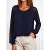 imagePRETTYGARDEN Womens Long Sleeve Shirts Lace Tops 2025 Fall Fashion Outfits Dressy Casual Blouses Work ClothesNavy Blue