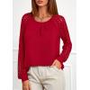 imagePRETTYGARDEN Womens Long Sleeve Shirts Lace Tops 2025 Fall Fashion Outfits Dressy Casual Blouses Work ClothesRed