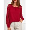 imagePRETTYGARDEN Womens Long Sleeve Shirts Lace Tops 2025 Fall Fashion Outfits Dressy Casual Blouses Work ClothesRed