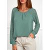 imagePRETTYGARDEN Womens Long Sleeve Shirts Lace Tops 2025 Fall Fashion Outfits Dressy Casual Blouses Work ClothesSage Green