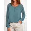 imagePRETTYGARDEN Womens Long Sleeve Shirts Lace Tops 2025 Fall Fashion Outfits Dressy Casual Blouses Work ClothesTeal