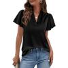 imagePRETTYGARDEN Womens 2026 Summer Blouses Dressy Casual Ruffle Cap Sleeve V Neck Business Work Trendy Cute Tops Spring OutfitsBlack