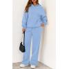 imagePRETTYGARDEN Womens 2 Piece Outfits Fall Sweatsuits Oversized Hoodies Wide Leg Sweatpants Tracksuits Lounge Matching SetsLight Blue
