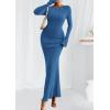 imagePRETTYGARDEN Womens Fall Fashion 2025 Long Sleeve Maxi Dress Ribbed Knit Boat Neck Bodycon Casual Dresses Going Out OutfitsBlue