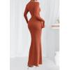 imagePRETTYGARDEN Womens Fall Fashion 2025 Long Sleeve Maxi Dress Ribbed Knit Boat Neck Bodycon Casual Dresses Going Out OutfitsBurnt Orange