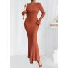 imagePRETTYGARDEN Womens Fall Fashion 2025 Long Sleeve Maxi Dress Ribbed Knit Boat Neck Bodycon Casual Dresses Going Out OutfitsBurnt Orange