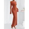 imagePRETTYGARDEN Womens Fall Fashion 2025 Long Sleeve Maxi Dress Ribbed Knit Boat Neck Bodycon Casual Dresses Going Out OutfitsBurnt Orange