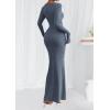 imagePRETTYGARDEN Womens Fall Fashion 2025 Long Sleeve Maxi Dress Ribbed Knit Boat Neck Bodycon Casual Dresses Going Out OutfitsDusty Blue