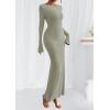 imagePRETTYGARDEN Womens Fall Fashion 2025 Long Sleeve Maxi Dress Ribbed Knit Boat Neck Bodycon Casual Dresses Going Out OutfitsLight Green