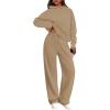 imagePRETTYGARDEN Womens 2 Piece Outfits Fall Sweatsuits Oversized Hoodies Wide Leg Sweatpants Tracksuits Lounge Matching SetsKhaki