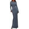 imagePRETTYGARDEN Womens Fall Fashion 2025 Long Sleeve Maxi Dress Ribbed Knit Boat Neck Bodycon Casual Dresses Going Out OutfitsDusty Blue